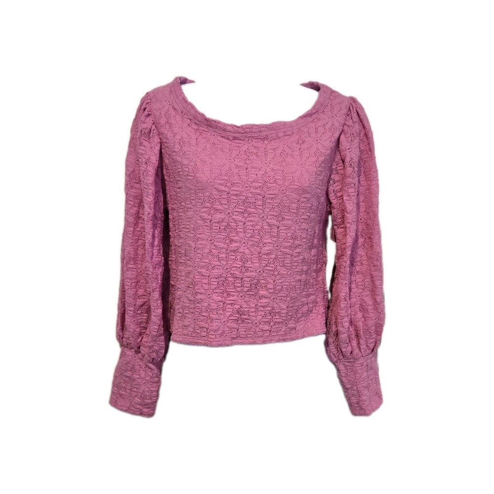 NWT Free People Women's Lacey Open Back Long Balloon Sleeves Pink Size Large